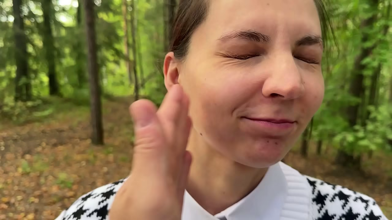 What does the sweet young student do in the forest after studying? She sucks cock and gets anal creampie.