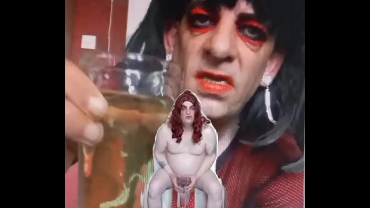 bisexual sissy male naked and exposed while taking a pee then swallowing it part 1